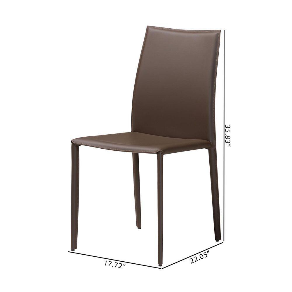Taupe Faux Leather Upholstered Parsons Dining Chair Set
