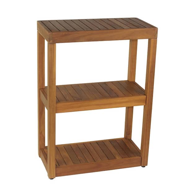 AquaTeak Sula™ 24 in. x 12 in. x 34 in. Rectangular 3-Tier Teak Bath Stand Household Shelving Unit