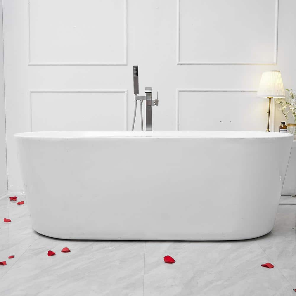 Brushed Nickel Single-Handle Freestanding Tub Faucet with Hand Shower