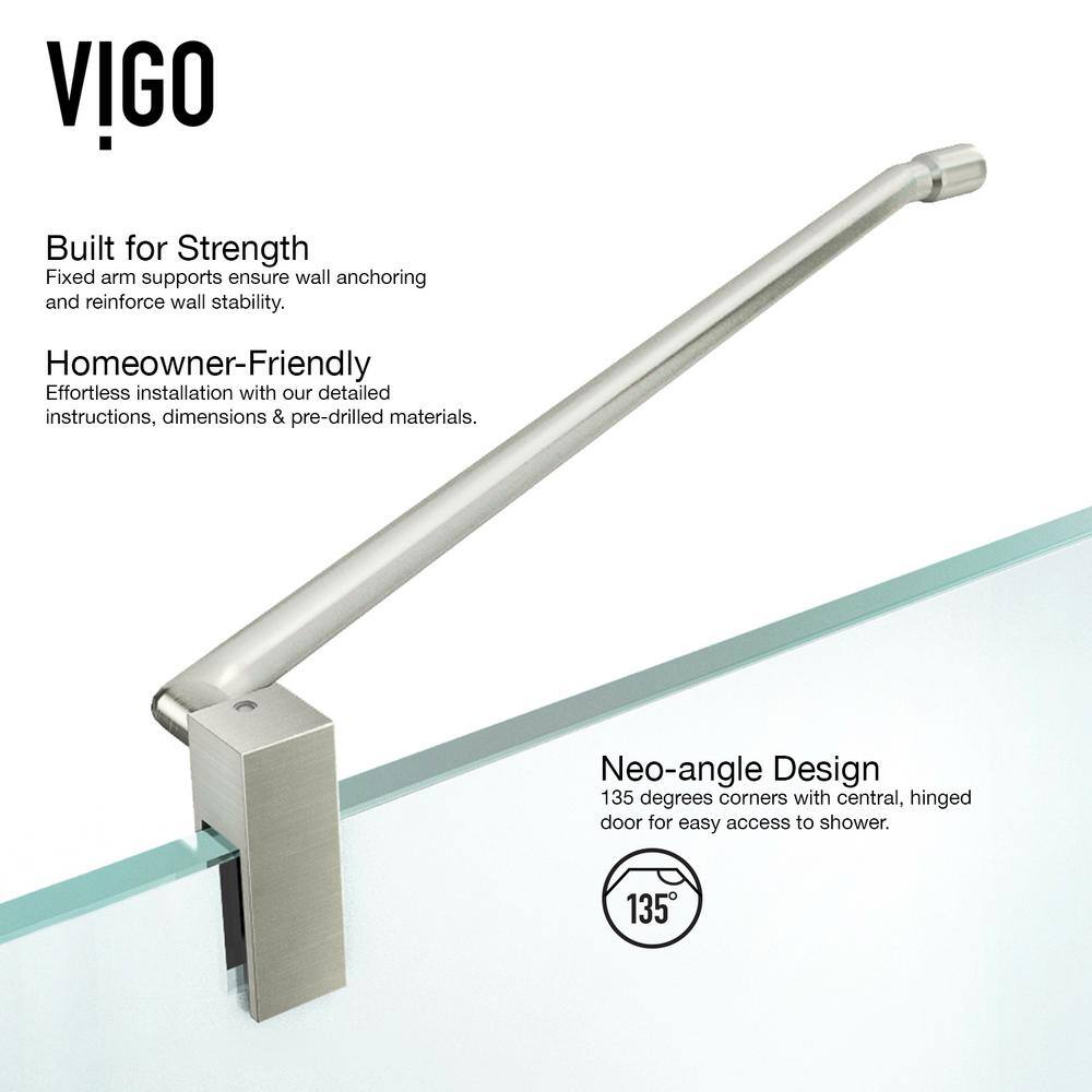 Piedmont Brushed Nickel Frameless Neo-Angle Shower Enclosure with Clear Glass