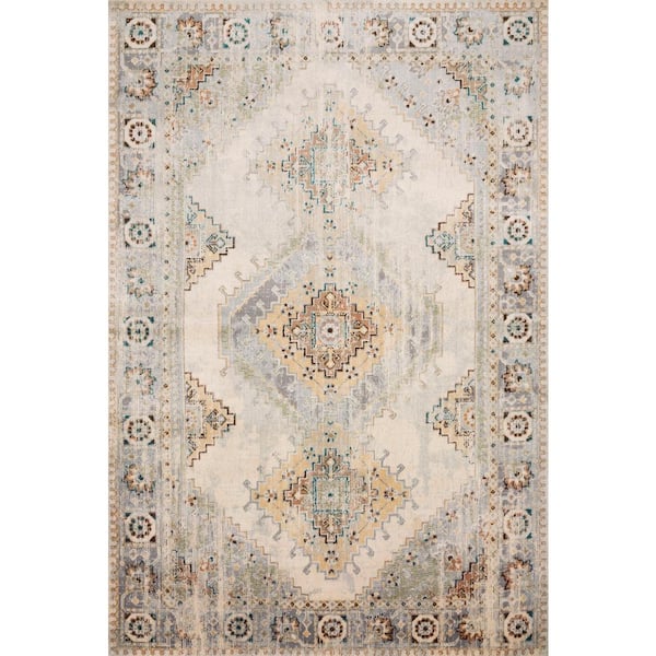 LOLOI II Isadora Oatmeal/Silver 4 ft. x 6 ft. Transitional 100% Polypropylene Pile Area Rug