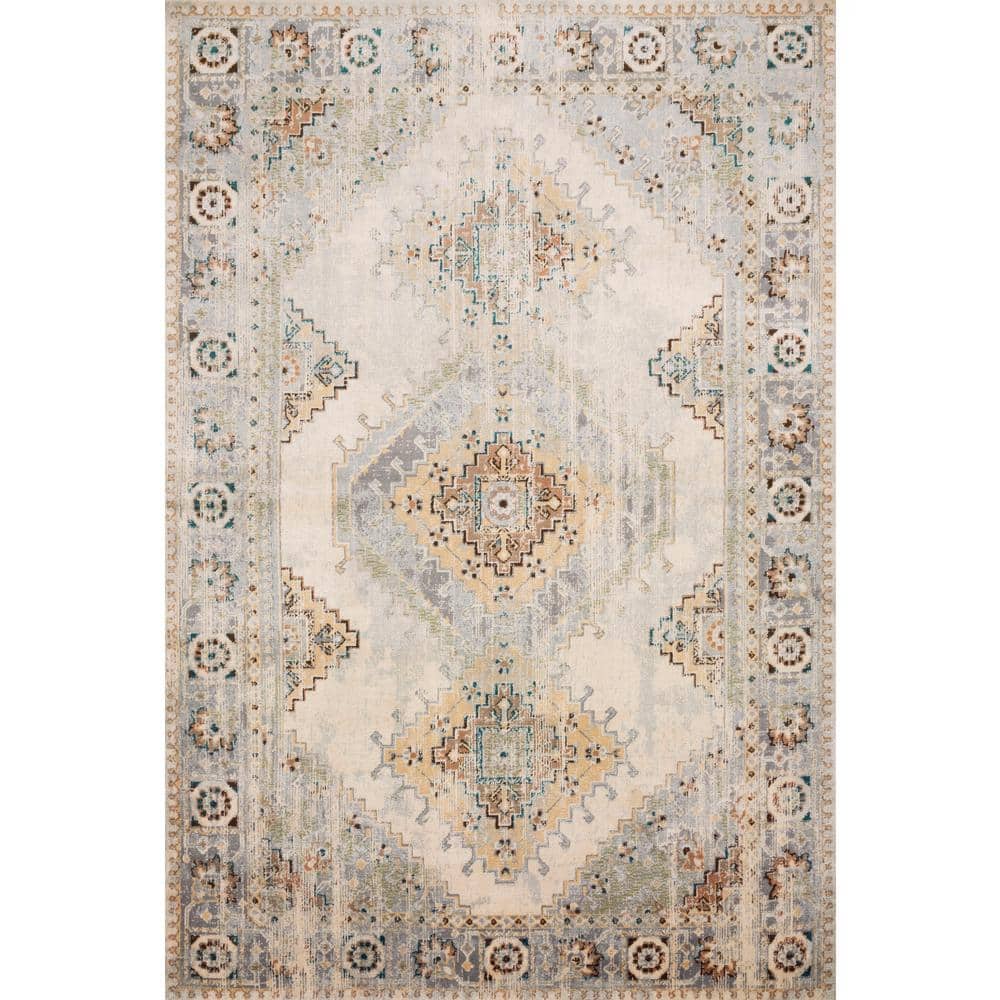 Isadora Oatmeal and Silver 6' x 9' Synthetic Area Rug