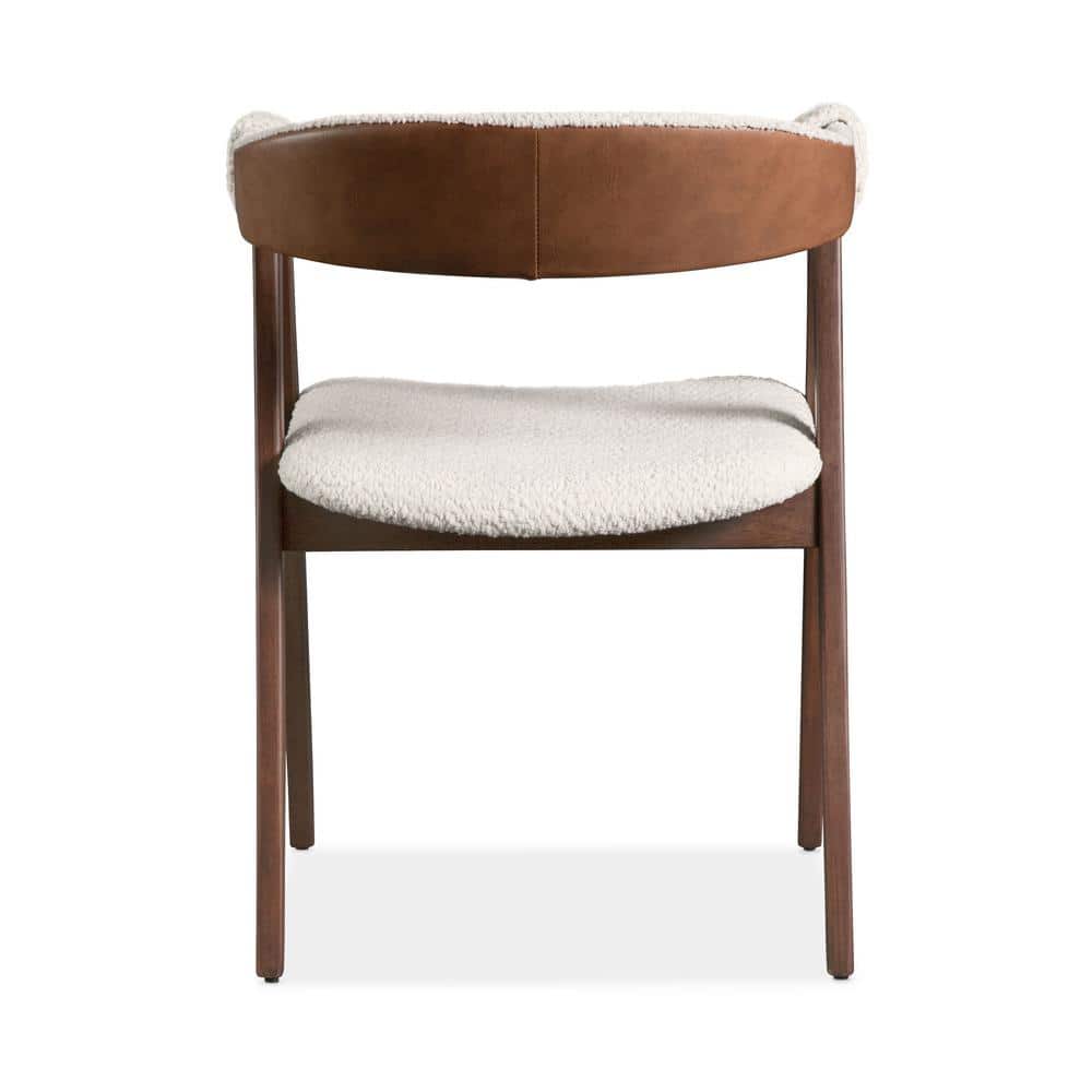 Walnut and Boucle Upholstered Mid-Century Modern Side Chair