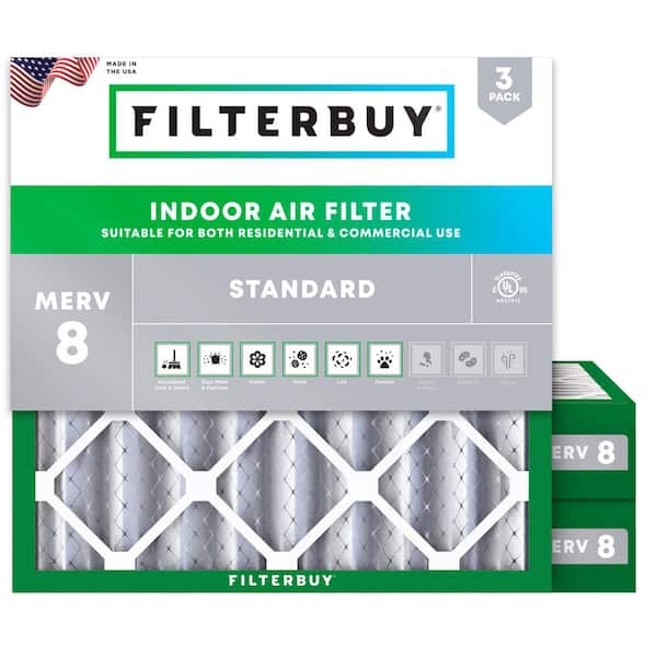 21.25 in. x 21.25 in. x 4 in. MERV 8 (FPR 5) Dust Defense Pleated HVAC AC Furnace Air Filters Replacement (3-Pack)
