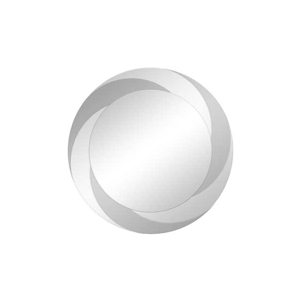 WELLFOR 24 in. W x 24 in. H Round Frame Wall Bathroom Vanity Mirror in Silver