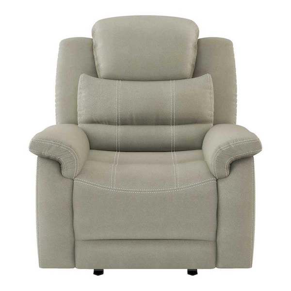EVERGLADE HOME Rosnay 37.5 in. W Flared Arm Microfiber Straight Glider Reclining Chair in Gray