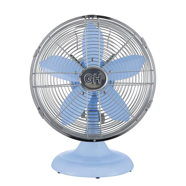 GOOD HOUSEKEEPING Retro 12 in. All-Metal Table Fan in Light Blue