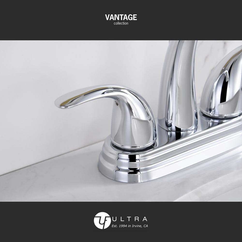 Polished Chrome Two-Handle Centerset Bathroom Faucet