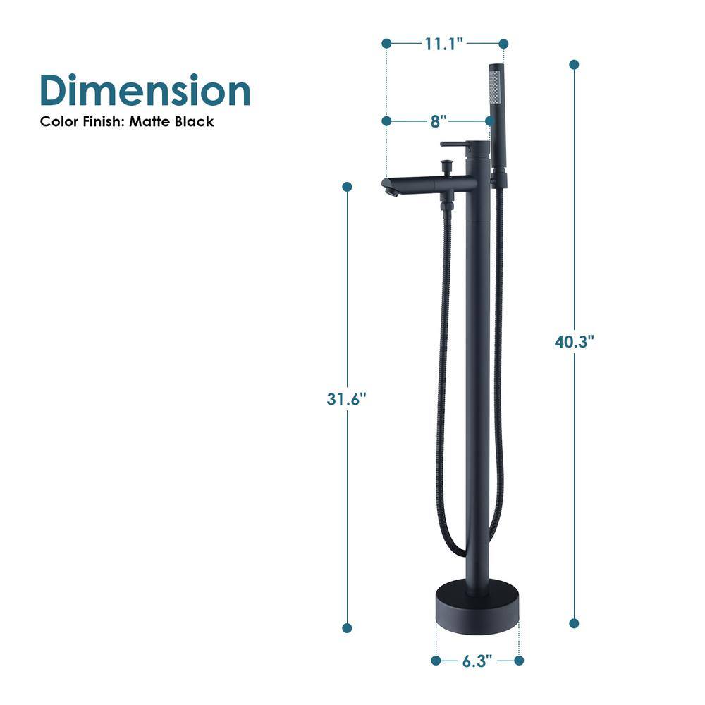 Matte Black Freestanding Tub Filler with Handshower
