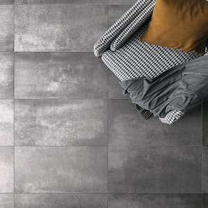 Forge Black 24 in. x 12 in. Matte Porcelain Floor and Wall Tile (7 Pieces, 13.56 sq. ft./Case)