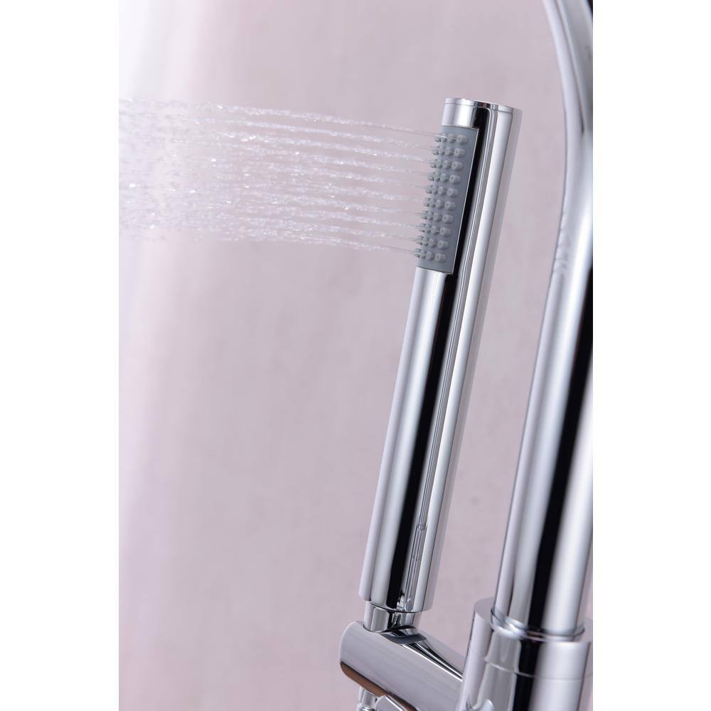 Polished Chrome Freestanding Clawfoot Tub Faucet with Hand Shower