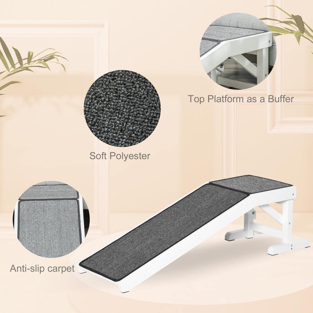 White Pine Wood Pet Ramp with Non-Slip Carpet