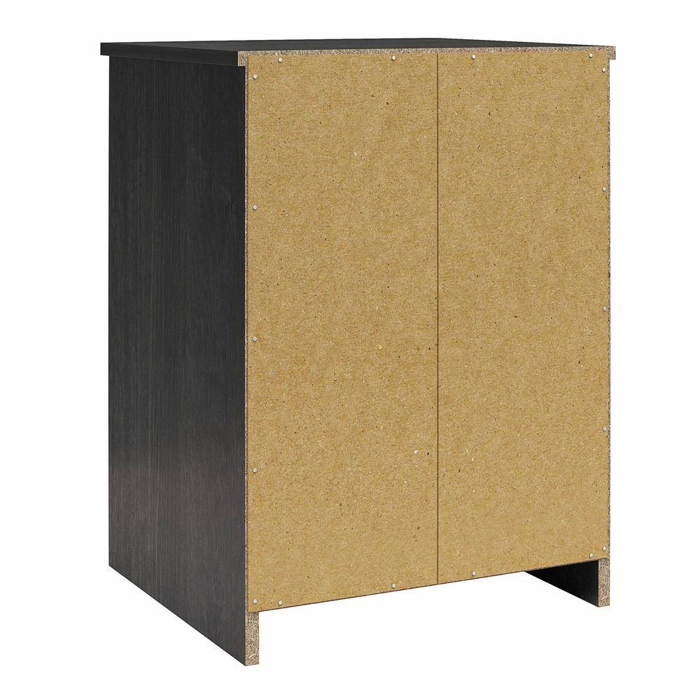 Black Oak 1-Drawer Nightstand with Open Shelf