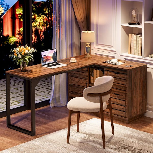 Have a question about BYBLIGHT 55 in. L-Shaped Brown Wood Computer