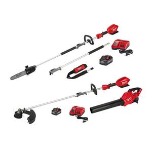 Milwaukee M18 Fuel 10 in. 18V Lithium-Ion Brushless Electric Cordless Pole Saw Kit with String Trimmer \u0026 Hedge Trimmer Attachments
