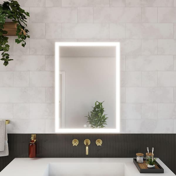 Brilliance 20 in. W x 24 in. H Rectangular One-Door Frameless Wall Mounted LED Medicine Cabinet Bathroom Vanity Mirror