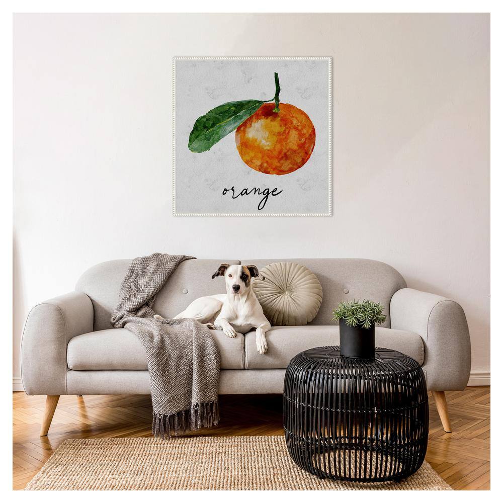 Summertime Citrus I Watercolor Print on Canvas with White Floater Frame