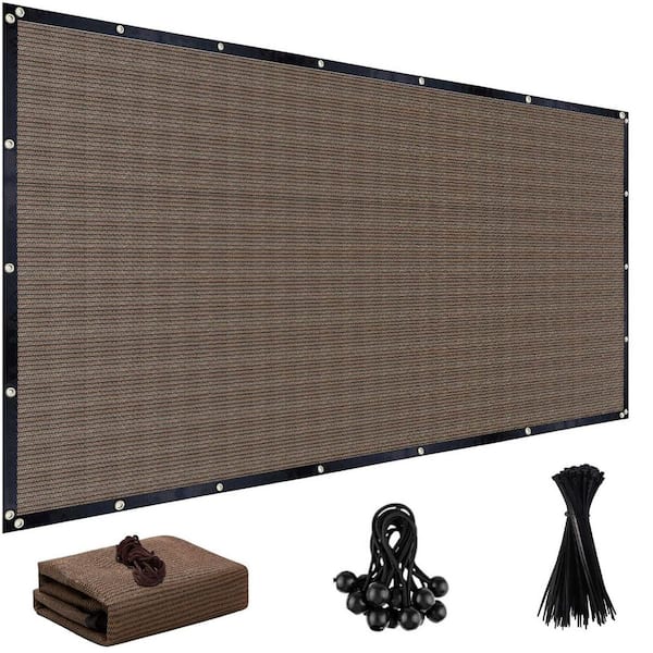 6 ft. x 12 ft. Mocha HDPE 90% Sun Shade Cloth with Grommets for Patio, Garden, Backyard, Carport, Porch, Deck