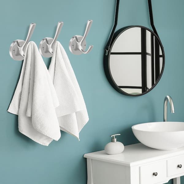 4-Pack Knob Robe/Towel Hook in Silver, Brushed Nickel Wall Hooks, Wall Mounted Hanging Heavy Duty Coat Towel Hook