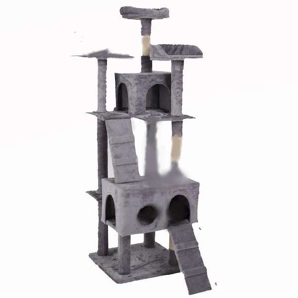 maocao hoom Antique Gray Cat Climbing Frame, Cats Scratching Posts and Trees, Cat House, Cat Bed