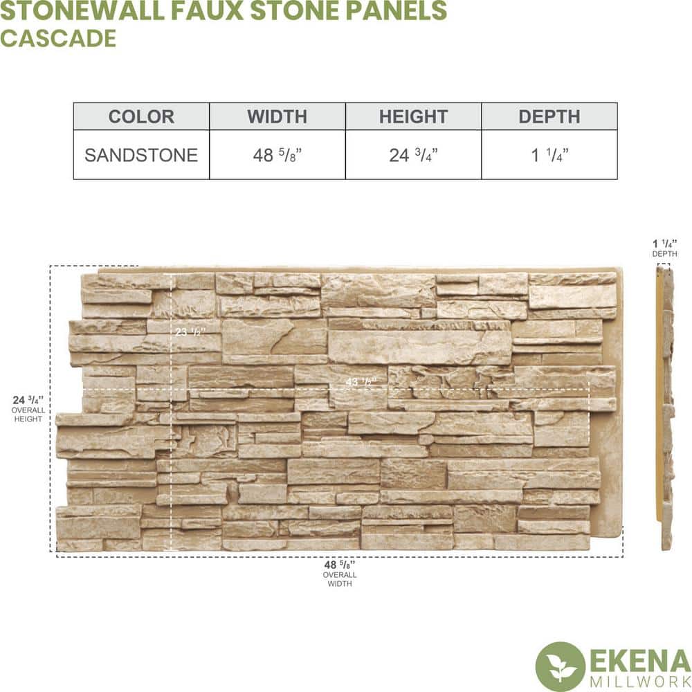 Sandstone Cascade Faux Stone 48'' Wall Paneling