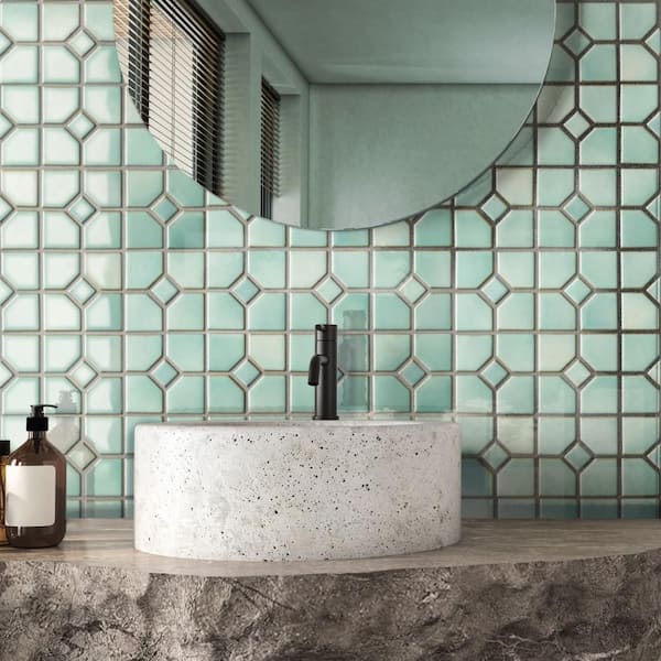Hudson Oxford Mint Green 11 in. x 11 in. Porcelain Floor and Wall Mosaic Tile (9.2 sq. ft. /Case)