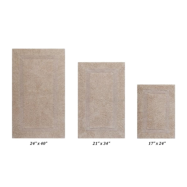 Better Trends Lux Collection Sand 17 in. x 24 in., 21 in. x 34 in., 24 in. x 40 in. 100% Cotton 3-Piece Bath Rug Set