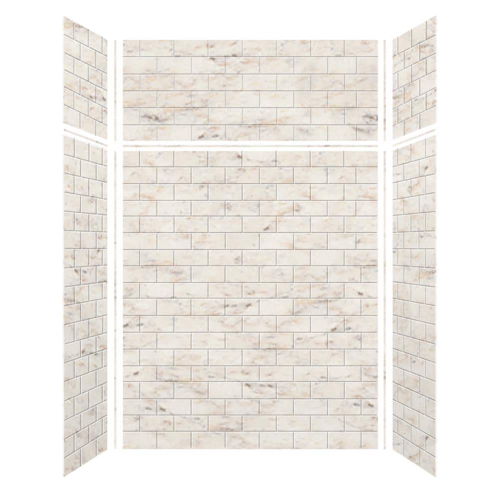 Biscotti Marble 60'' x 96'' Subway Tile Shower Wall Panels