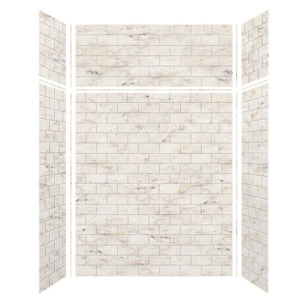 Transolid Saramar 60 in. W x 96 in. H x 36 in. D 6-Piece Glue to Wall Alcove Shower Wall Kit with Extension in Biscotti Marble