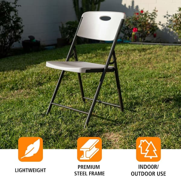 HDX Metal Frame Almond Resin Seat Indoor/Outdoor Folding Chair THD