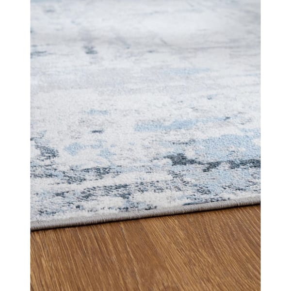 Emertonly White/Blue 8 ft. x 10 ft. Abstract Area Rug
