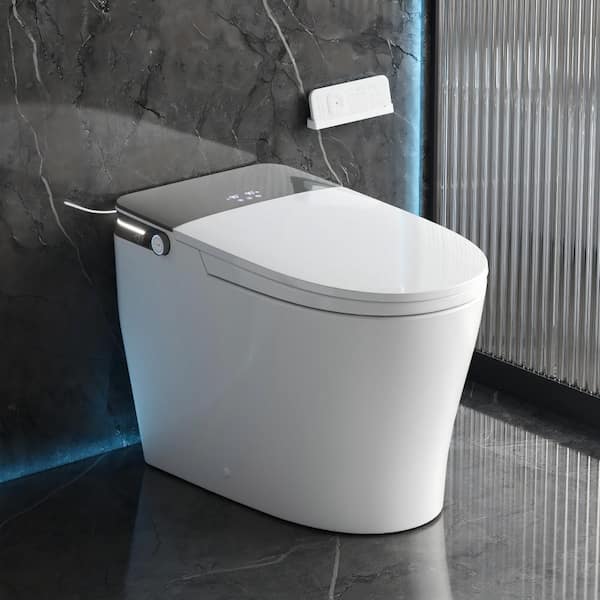 Elongated ADA Bidet Toilet 1.28 GPF in White with Tank, Auto Open/Close, Auto Flush Heated Seat and Map Flush 1000G