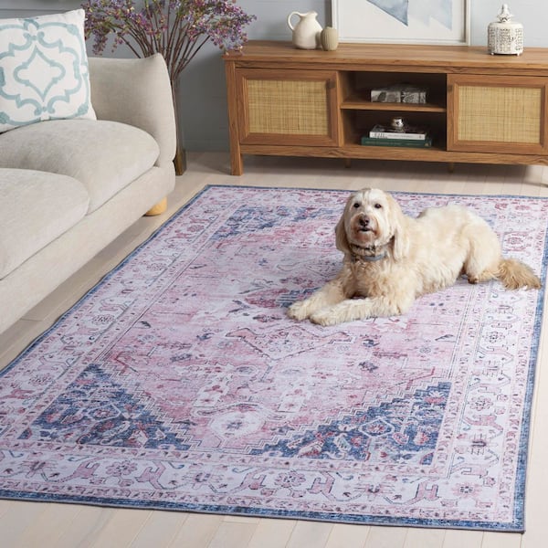 SAFAVIEH Tucson Light Pink/Blue 8 ft. x 10 ft. Machine