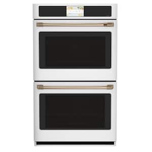 30 in. Smart Double Electric Smart Wall Oven with Convection Self-Cleaning in Matte White, Fingerprint Resistant