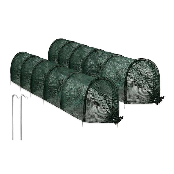 Phewnyzo 11.8 in. W x 118 in. D x 17.7 in. H Garden Tunnel Shade Net Cover Portable Greenhouse with Quick-Release, Green (2-Pack)