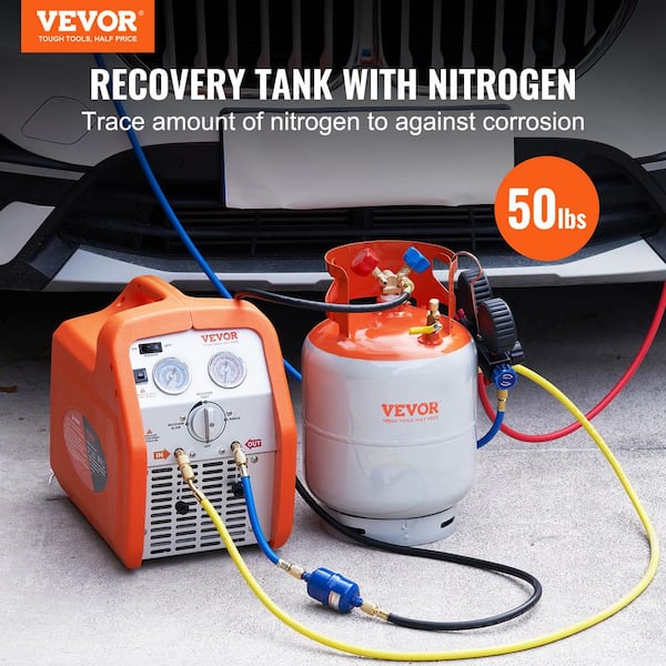 Refrigerant Recovery Tank 50 LBS Capacity 400 psi Portable Cylinder Tank with Y-Valve for Liquid/Vapor for R22/R134A