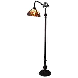 62 in. Beige 1 Dimmable (Full Range) Torchiere Floor Lamp for Living Room with Glass Dome Shade