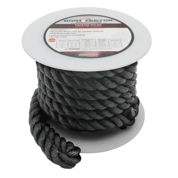 Extreme Max BoatTector Twisted Nylon Dock Line - 3/4 in. x 50 ft., Black  3006.2876 - The Home Depot