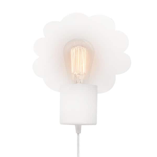 Novogratz x Globe Electric 1-Light Matte White Cloud Backplate Plug-In Wall Sconce
