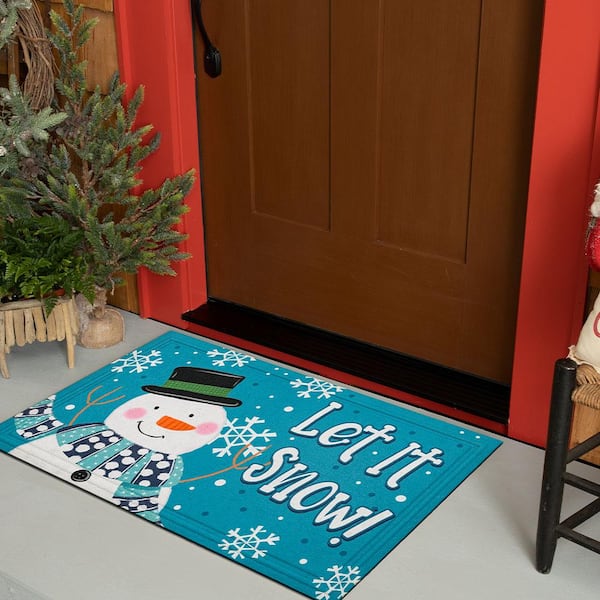 Home Accents Holiday Christmas Snowman Door Mat Rug 18 X 30 In New Outdoor 