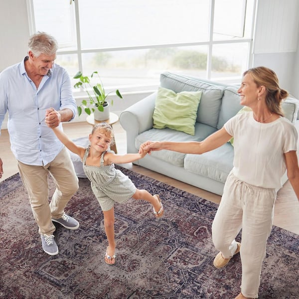 2 X 10 Burgundy Abstract Washable Area Rug for Bedroom, Living Room, Dining Room