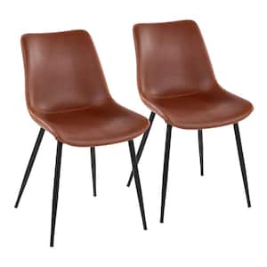 Durango Cognac Faux Leather and Black Metal Side Dining Chair (Set of 2)