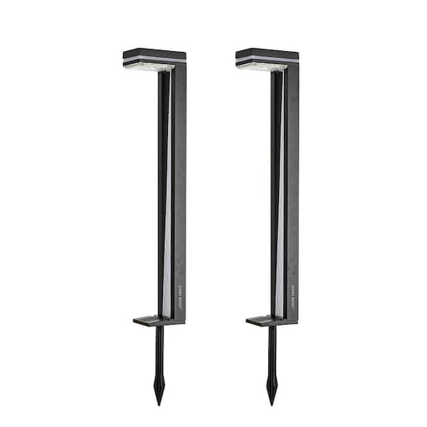 GAMA SONIC Black 60 Lumen Solar Outdoor LED Weather Resistant Pathway Light with Orange Accent light w/ 2-Mounting Options (2-Pack)