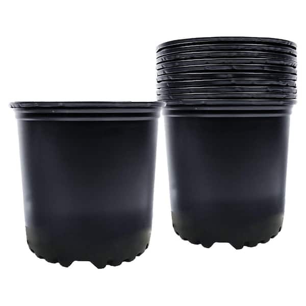 Viagrow 1 Gal. Black Plastic Nursery Pots (12-Pack)