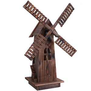 34 in. Wood Decorative Outdoor Lawn Decor Dutch Windmill
