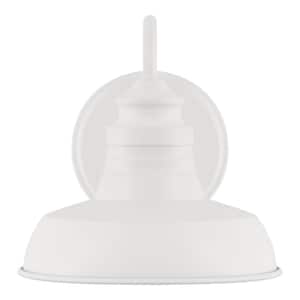 Elmcroft 7.63 in. 1-Light Designer White Modern Farmhouse Wall Mount Sconce Light with Metal Shade