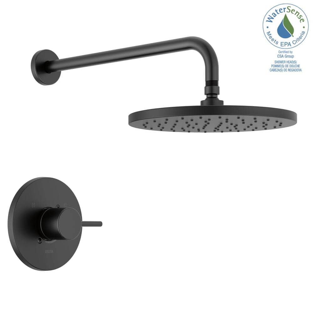 Matte Black Modern Rainfall Shower Faucet Set with Valve Trim Kit