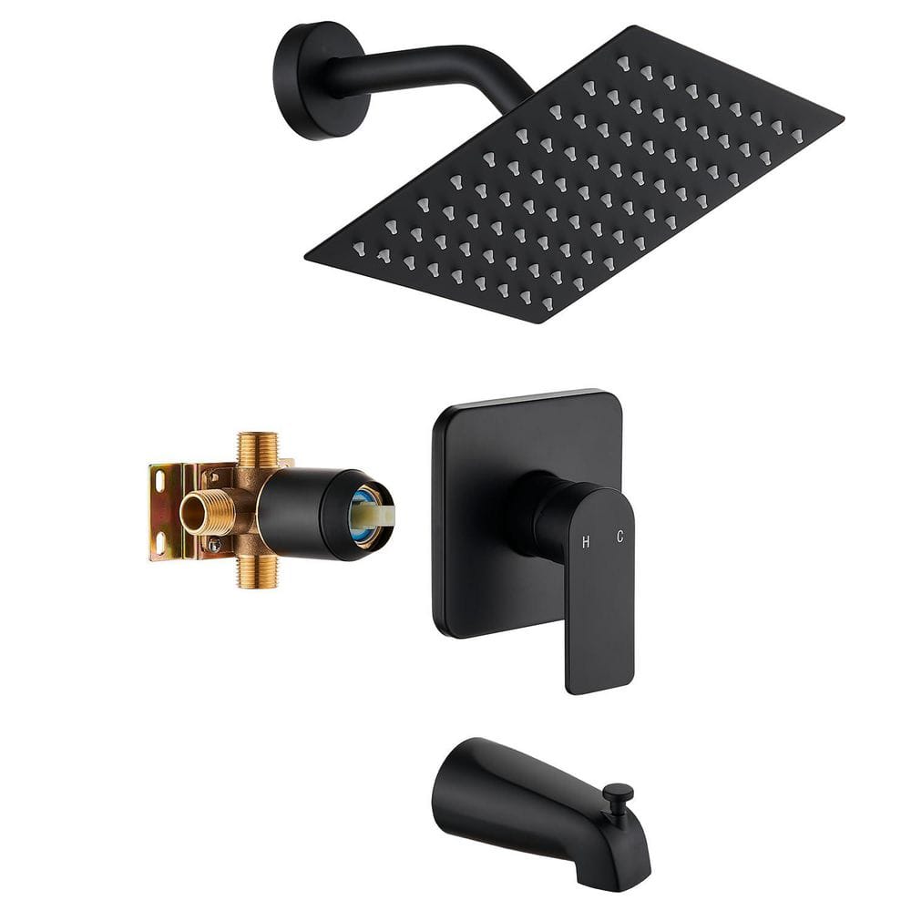 Matte Black Tub and Shower Faucet Set with Rain Shower Head, Shower Arm and Tub Spout price history on PriceWatchPro