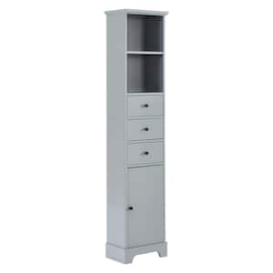15 in. W x 10 in. D x 68.30 in. H Gray Tall Storage Linen Cabinet with 3-Drawers and Adjustable Shelves