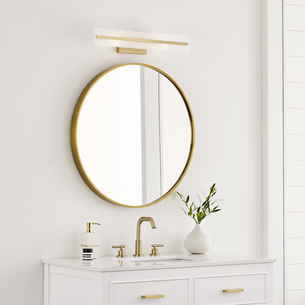 Satin Brass and Glass 24" Modern Bathroom Vanity Light